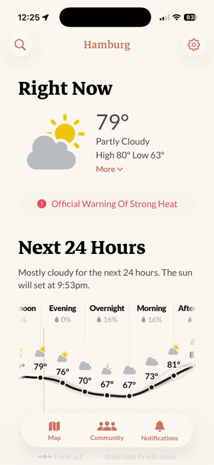 Double-tap to switch between Farhenheit and Celsius